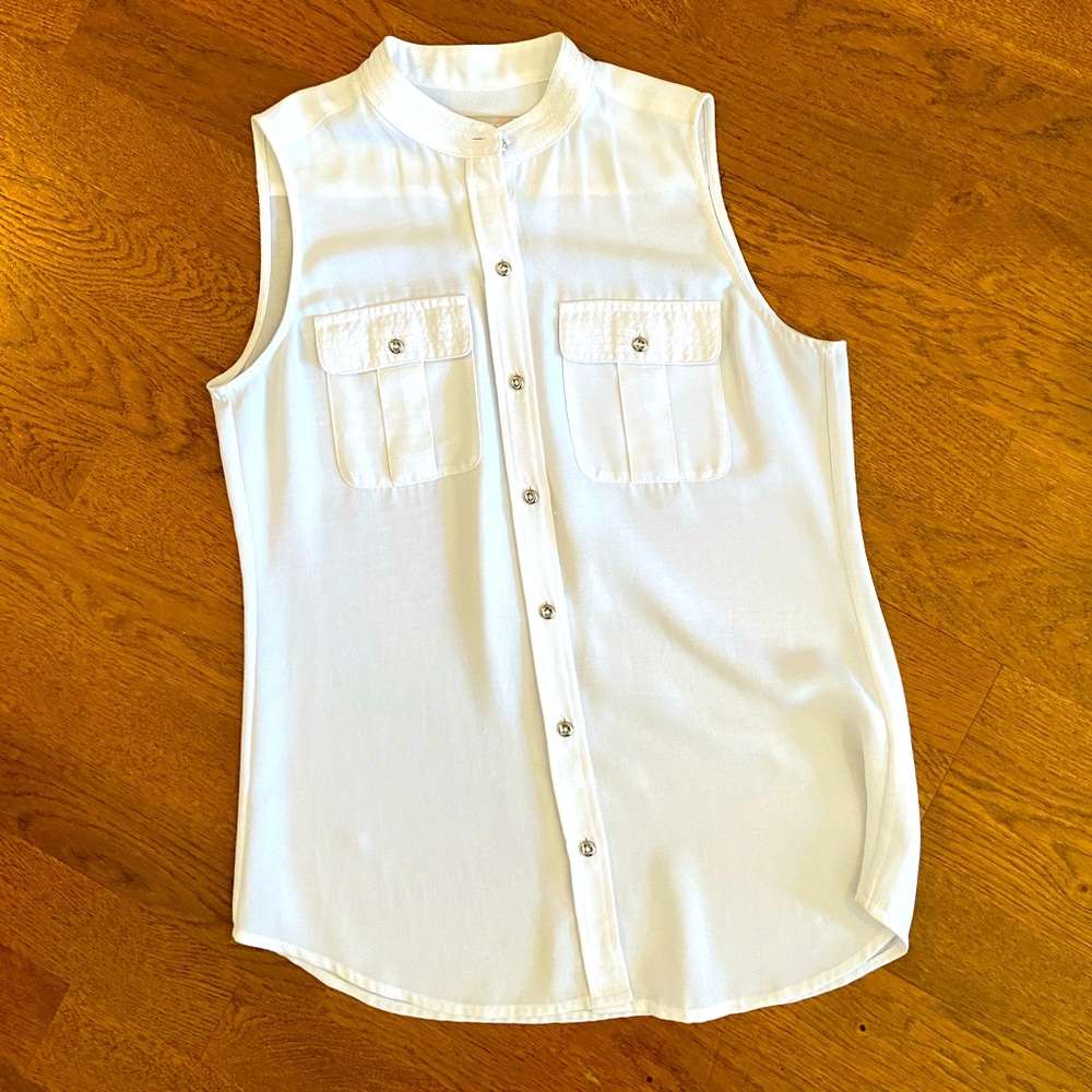 Banana Republic White Sleeveless Blouse